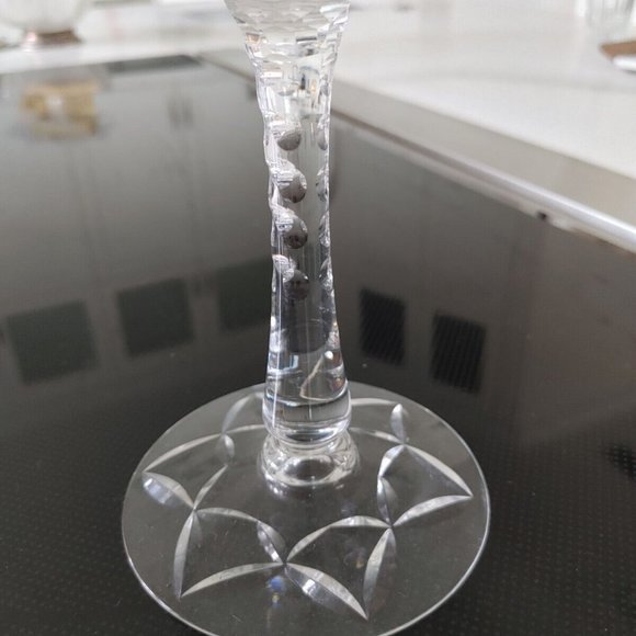 Antique Vintage Pair Crystal Glass Pedestal serving Stand 7 1/4”  6" tall 1940's - Picture 6 of 8